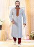 Off White Kurta Art Silk Churidar