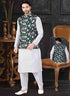 Off White Kurta Art Silk Churidar