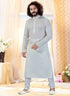 Off White Kurta Cotton Silk Churidar