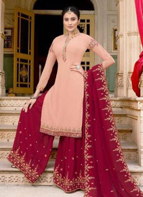 Baby Pink Soft Georgette Palazzo Dress