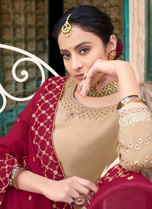 Beige Soft Georgette Palazzo Dress