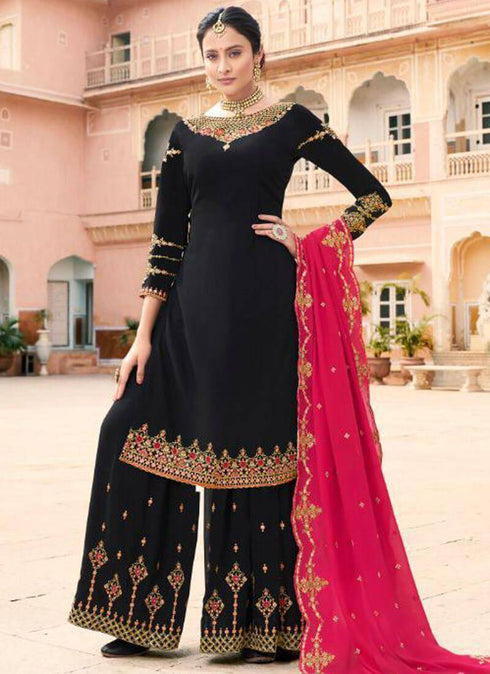 Black Soft Georgette Palazzo Dress