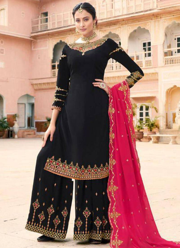 Black Soft Georgette Palazzo Dress