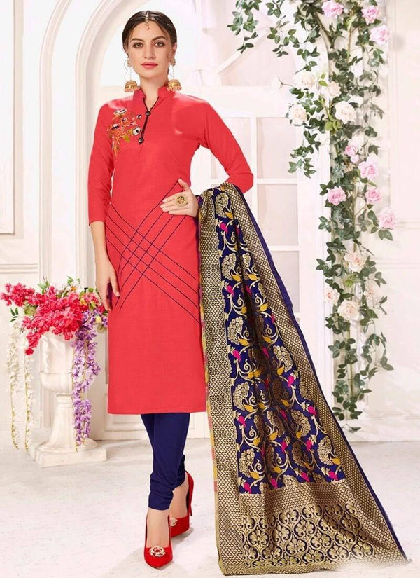 Coral Cottan Flex Handloom Cottan Chudidar Straight