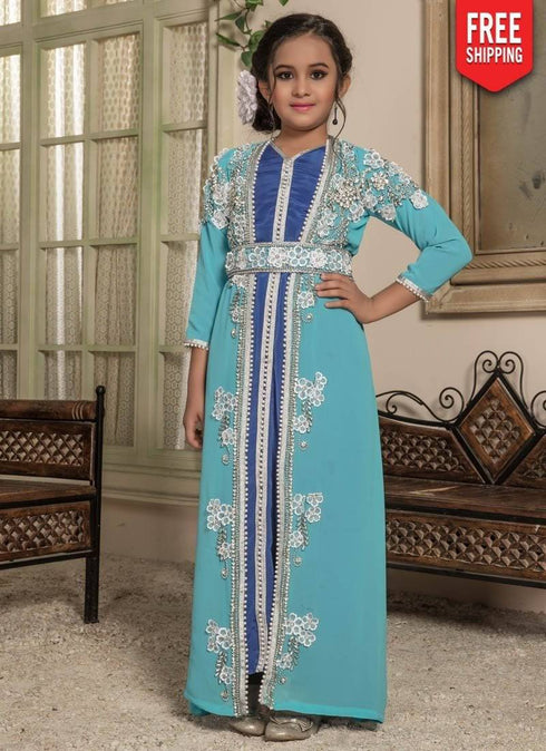 Jacket Style Moroccan Kids Party Wear Kaftan