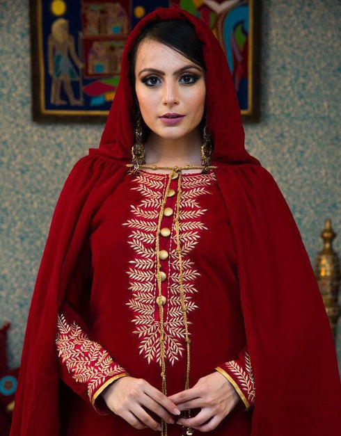 Aline Abaya Style With Neck Work