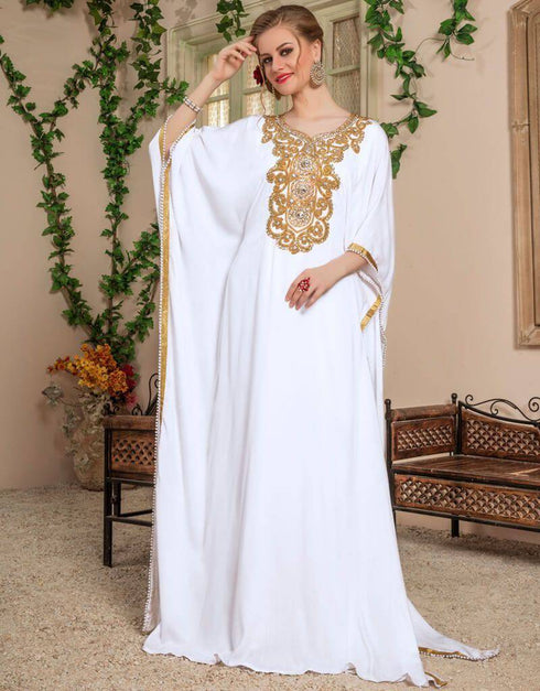 Farasha Style Kaftan With Golden Work