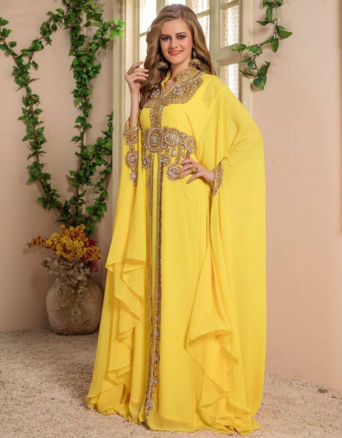 Farasha Style Kaftan With Golden Work