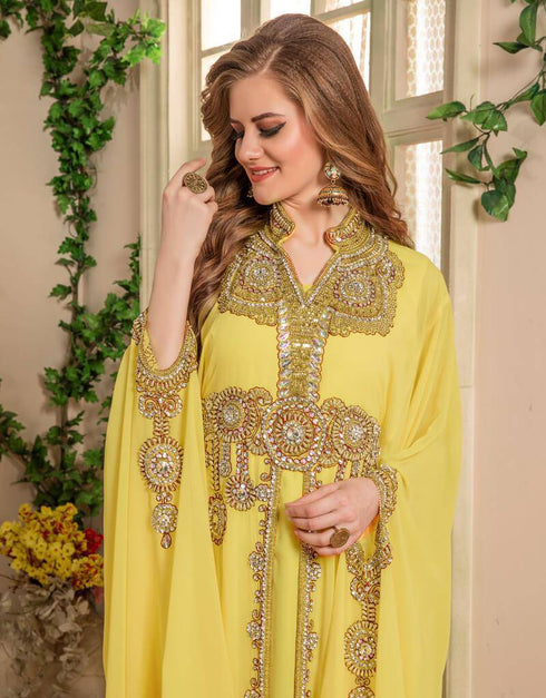 Farasha Style Kaftan With Golden Work