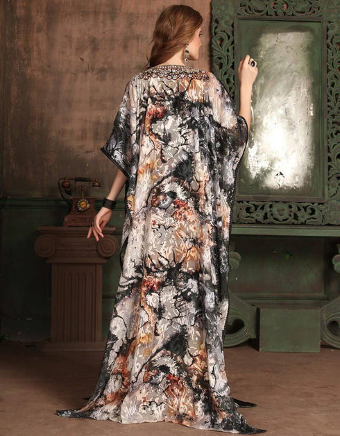 Farasha Style Kaftan With Golden Work