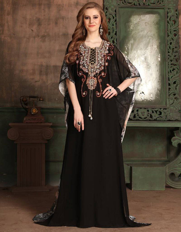 Farasha Style Kaftan With Golden Work