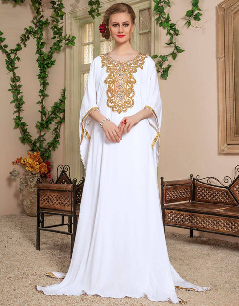 Farasha Style Kaftan With Golden Work