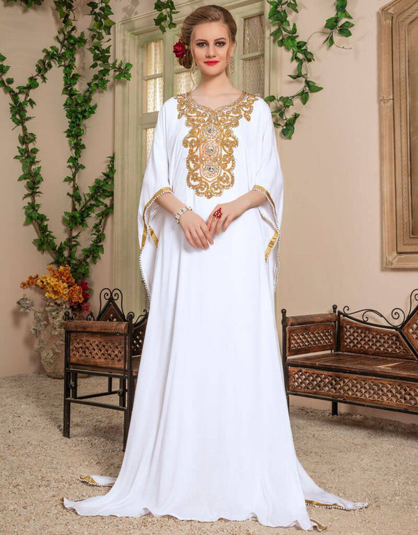 Farasha Style Kaftan With Golden Work