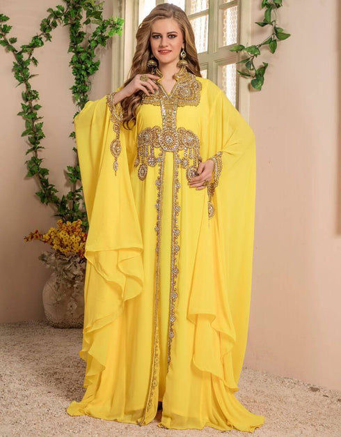 Farasha Style Kaftan With Golden Work