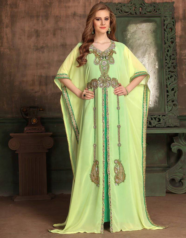 Farasha Style Kaftan With Golden Work