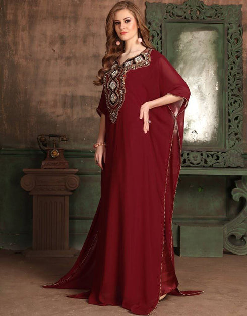 Farasha Style Kaftan With Multi Work