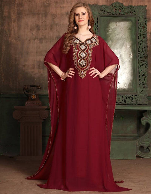 Farasha Style Kaftan With Multi Work
