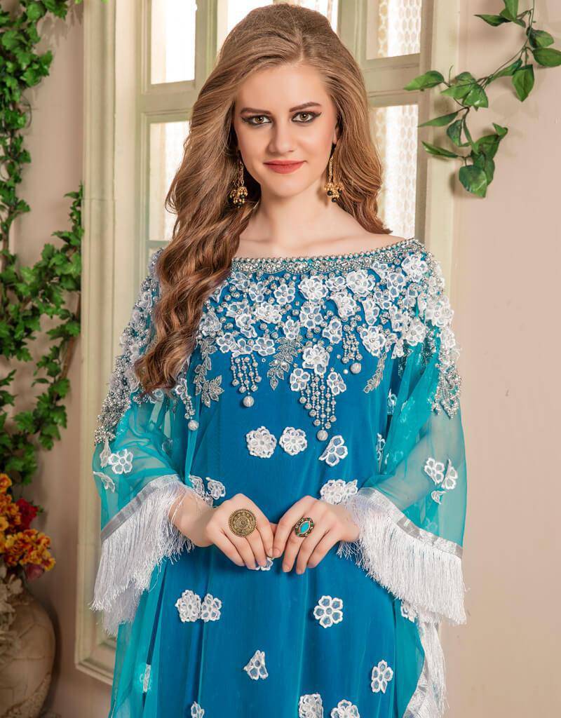 Farasha Style Kaftan With Sleeve Work