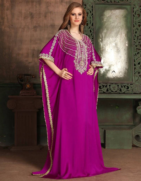 Farasha Style Kaftan With Silver Work
