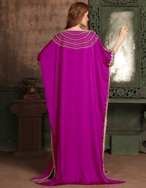 Farasha Style Kaftan With Silver Work