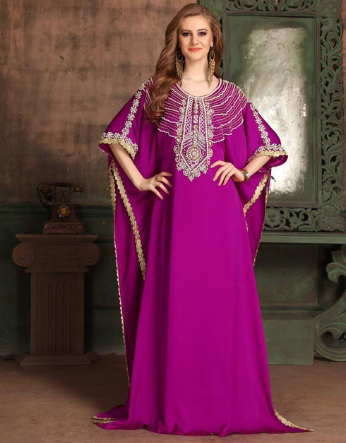 Farasha Style Kaftan With Silver Work