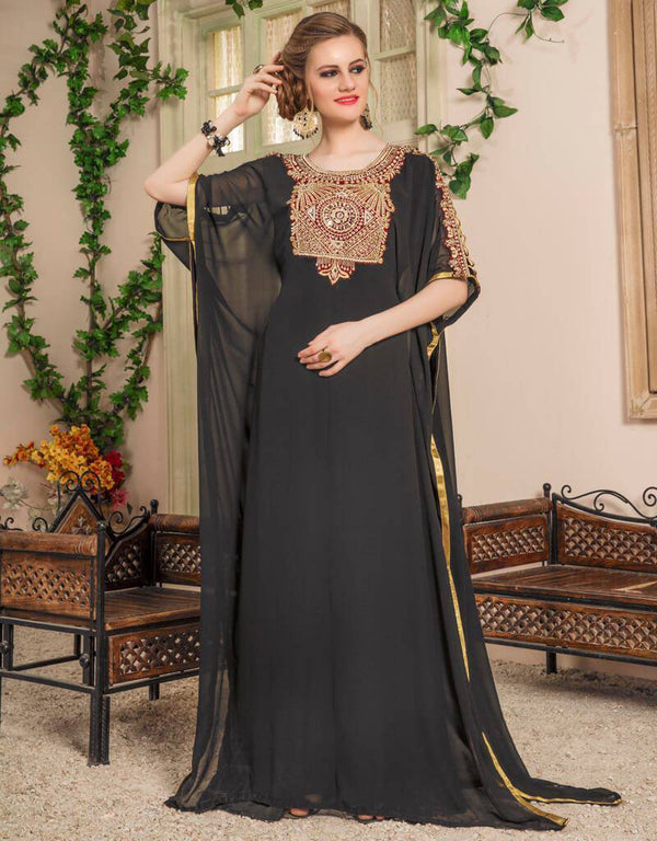 Farasha Style Kaftan With Sleeve Work