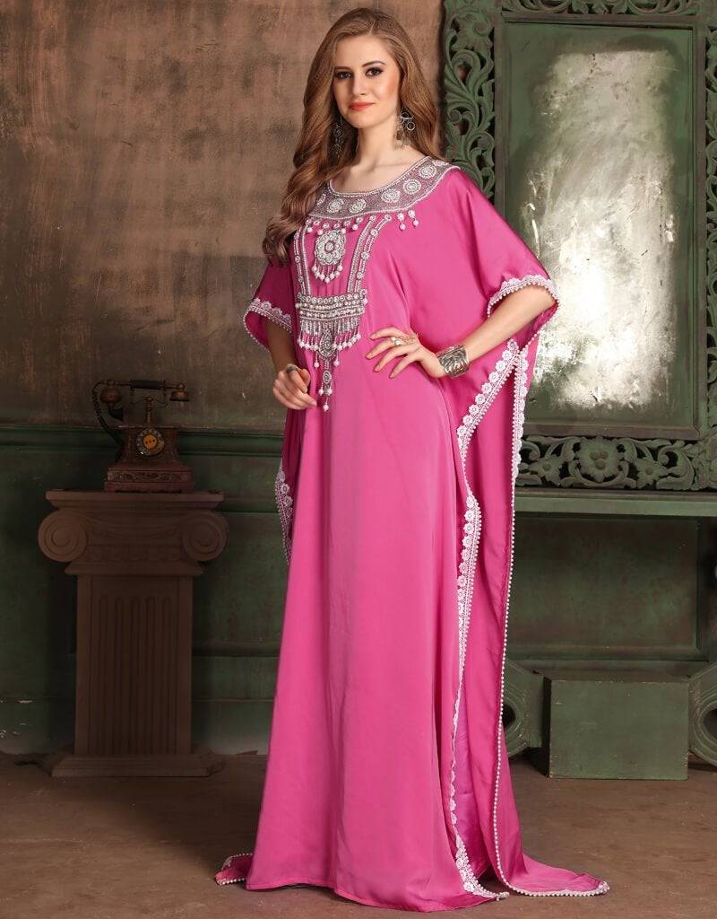 Farasha Style Kaftan With Multi Colour Work main image 1