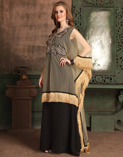 Two piece Farasha Style Kaftan With Silver Work