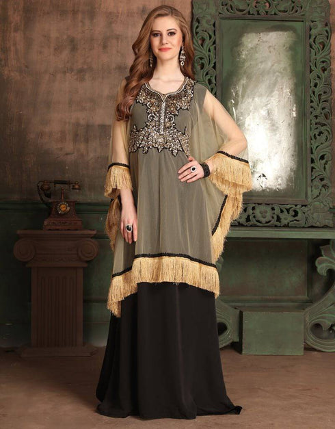 Two piece Farasha Style Kaftan With Silver Work