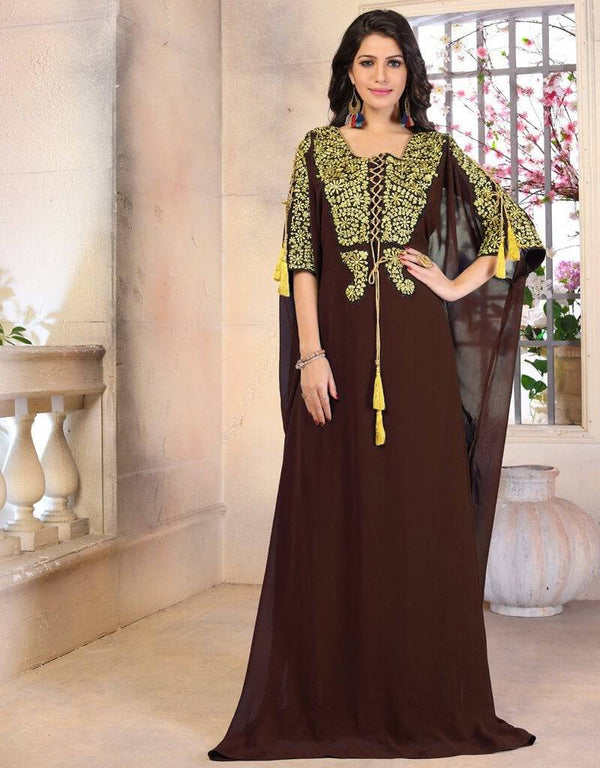 Woman Georgette Thread Work Kaftan