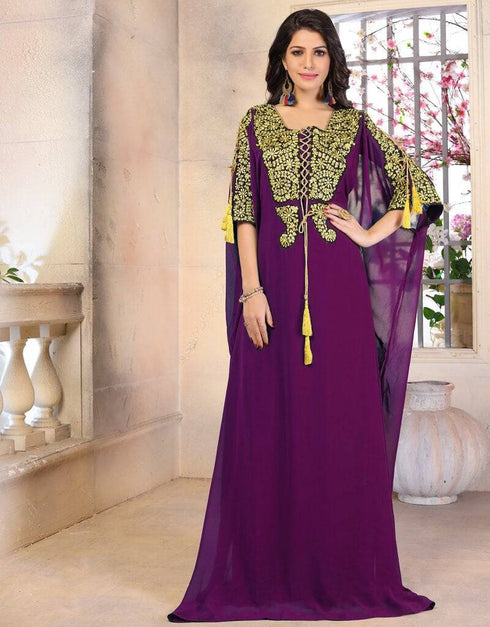 Woman Georgette Thread Work Kaftan
