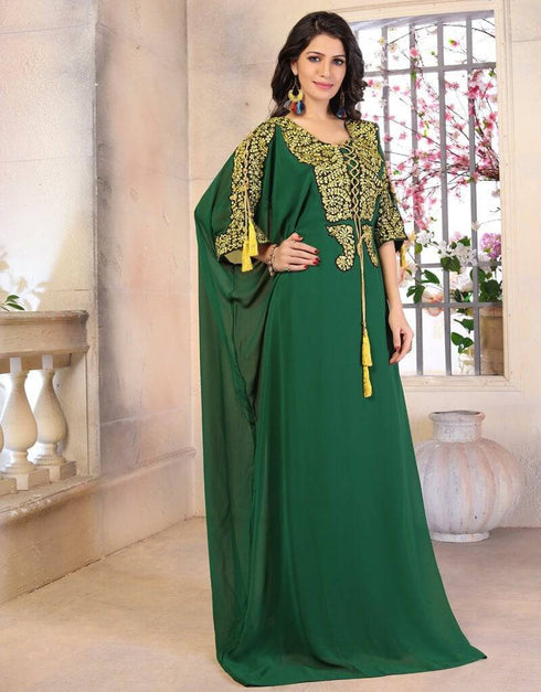 Woman Georgette Thread Work Kaftan