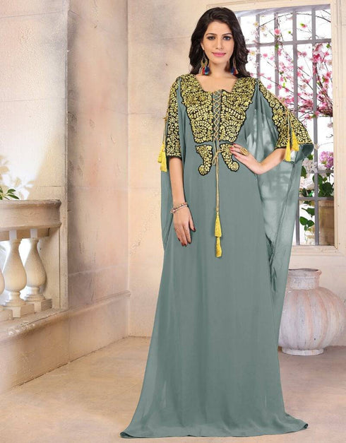 Woman Georgette Thread Work Kaftan