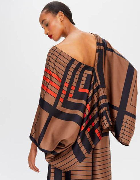 Brown Fancy Soft Satin Silk Kaftan Co-Ord Set multi color kaftan