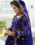 chic blue velvet designer party wear readymade salwar suit with blue velvet ie-1070-blue Back View