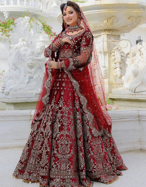 elegant maroon velvet designer party wear readymade salwar suit with maroon velvet ie-1070-maroon Front View