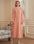 Islamic women Golden Embroidered Maxi Dress
