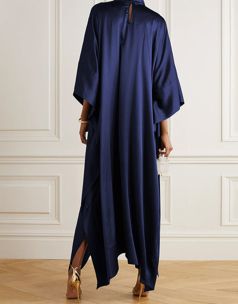 Navy Blue Heavy Designer Heavy Maxi Dress Closure View