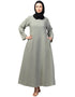 Dubai Abaya with front opening and hidden placket for everyday wear in Color Sage Green