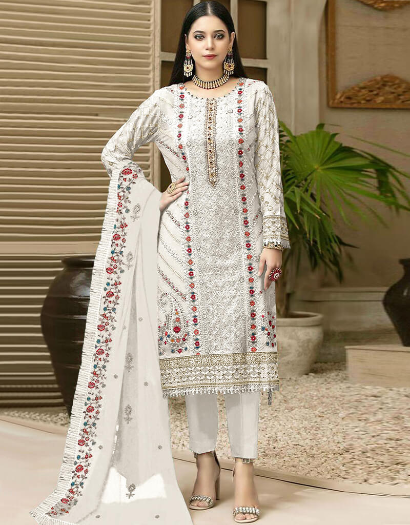 white christmas dresses White Salwar Kameez For Raksha Badhan Festival main image 0