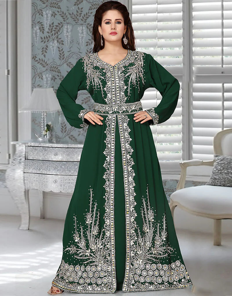 Buy Stylish and High Quality Green Kaftans - Green Kaftan Dress - Dark Green  Kaftan  Arabic attire