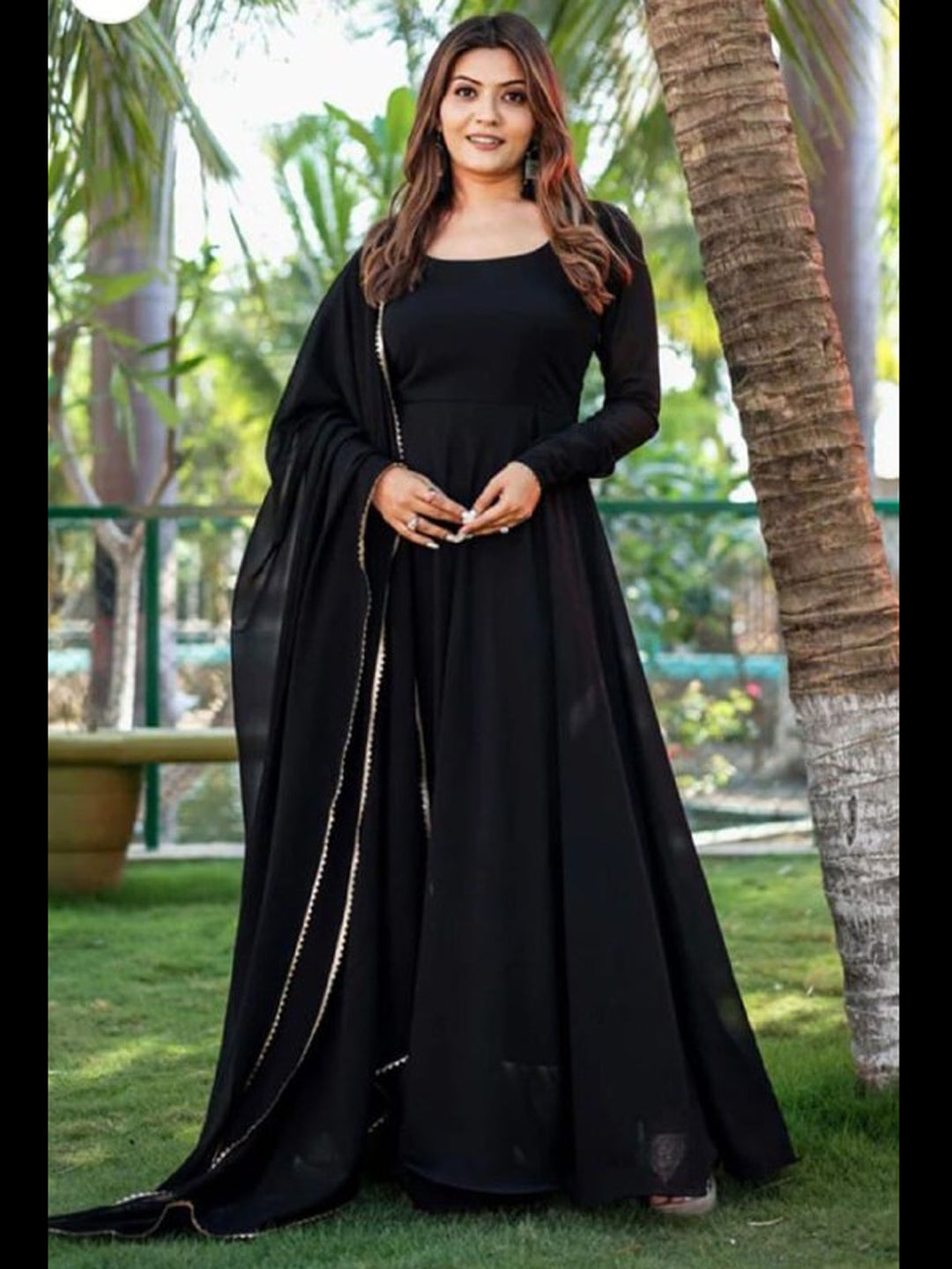 Green Classy Designer Readymade Georgette Anarkali Dress With Heavy Hand Work main image 0