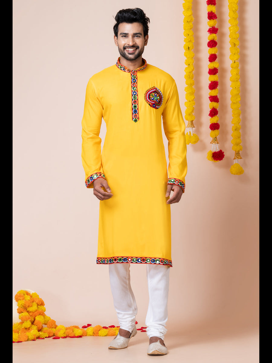 Yellow Kurta Cotton Printed Churidar