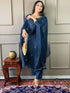 Blue Readymade Designer Pant Suit With Hand Work