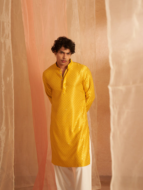 Lavender Men's Wear Readymade Kurta Payjama With Chikankari Embroidery Work