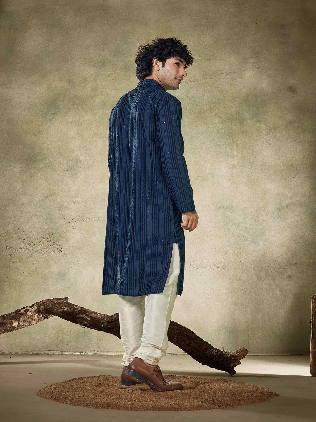 Blue Festive Wear Readymade Kurta Payjama With Embroidery Work main image 1