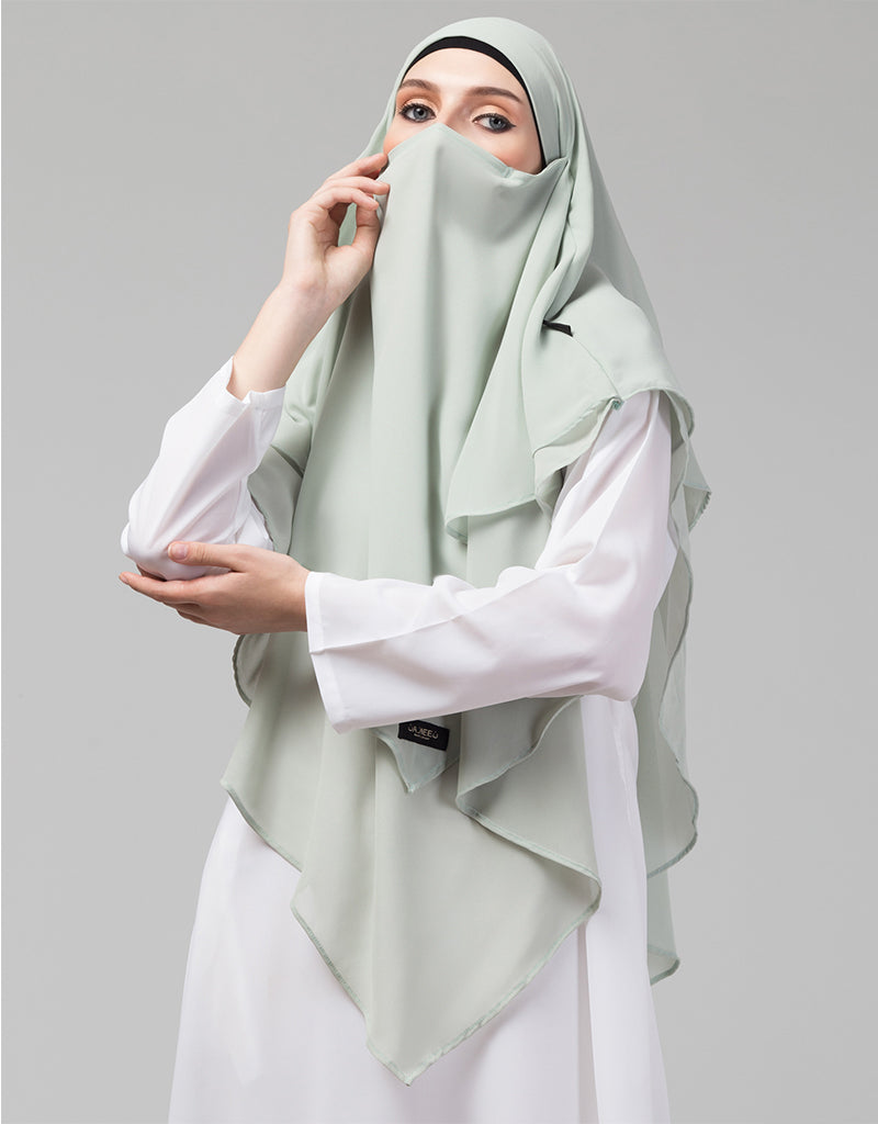 Trending Triangle tow layers tie at back Ready to wear Hijab cum Naqab ...