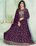 Purple Georgette Pant Suit With Prettified Embroidery Work
