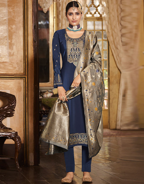 Purple Soarer Crape Palazzo Suit main image 1