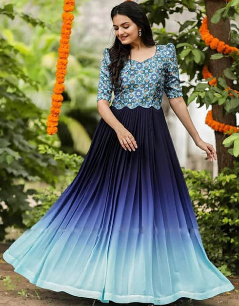 Neon Designer Function Wear Heavy Readymade Gown